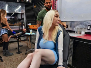 Gigi Strips in the Tattoo Shop