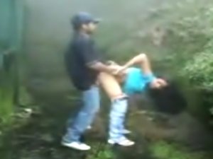 Indian girl giving head and getting fucked outdoors